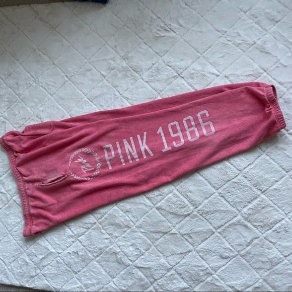 Victoria's Secret PINK | Distressed Coral Logo Print Joggers | Size Large - Picture 5 of 14